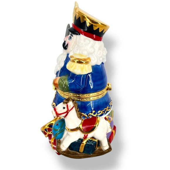 Porcelain Nutcracker Trinket Box Christmas Collector Figurine - Picture 2 of 10
